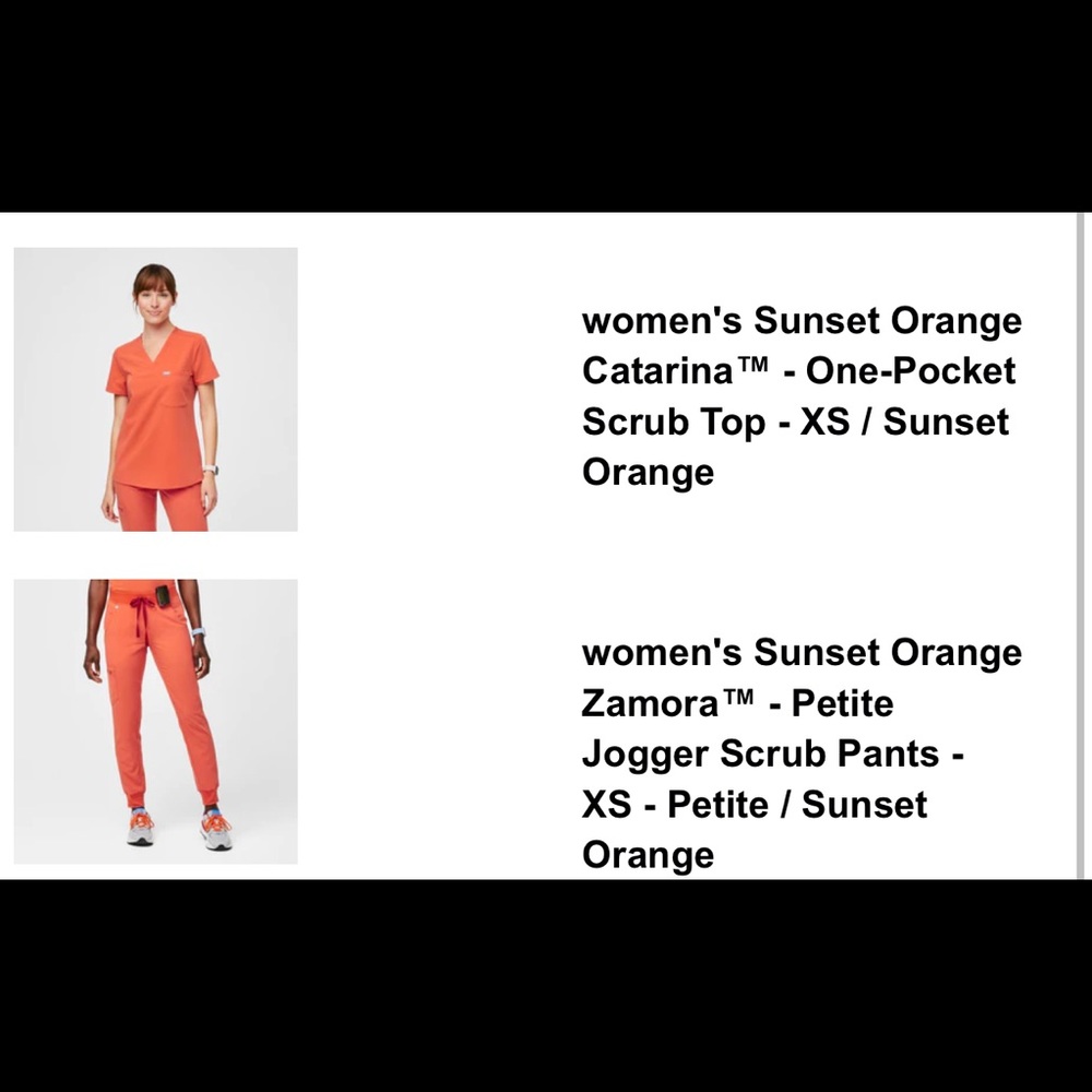 Figs Sunset Orange Catarina XS and Zamora Petite XS Set (Limited edition)